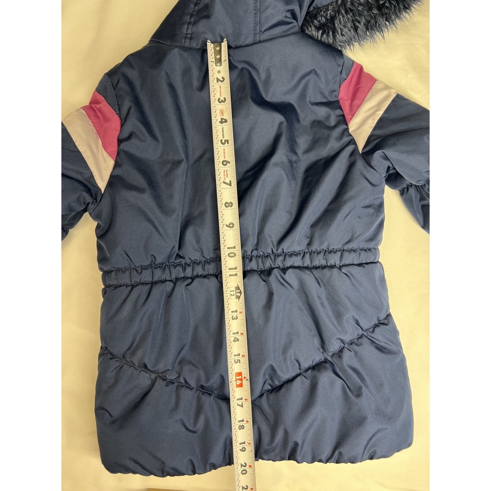 OshKosh B'gosh Winter Jacket Girls Coat Size 5/6 Cute!! Blue Pink Retro Stripes - Picture 12 of 13